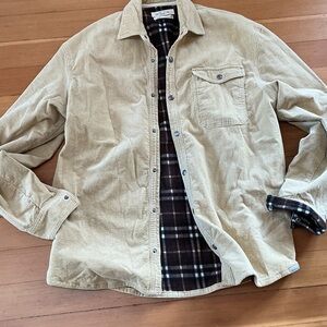 Vintage Purnell Tan Corduroy Shirt with Plaid Fleece Lining